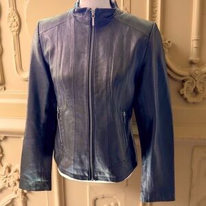 Kenneth Cole Vintage Leather jacket,zipper side pockets,nipped waist EUC SZ S